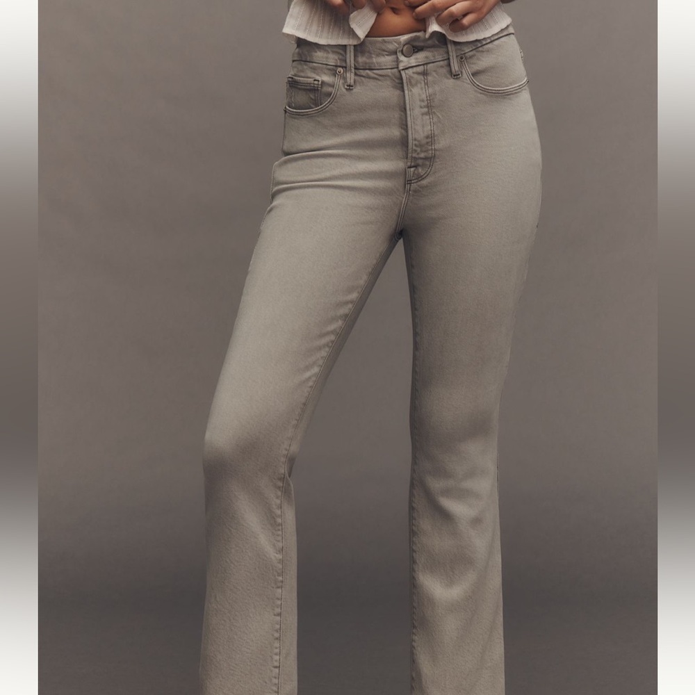 Good American Light Gray Cropped Boot Jeans Size 29